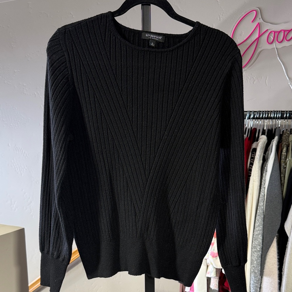 Liverpool Classic Black Ribbed Sweater